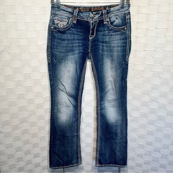 Rock Revival Lonnie Easy Boot Stretch Jeans Women’s Size 28 Thick Stitch - Picture 2 of 11